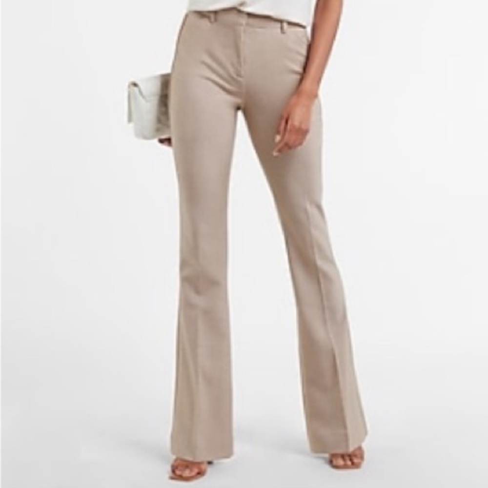 Express Flare Super High Rise Pants 4 Cream